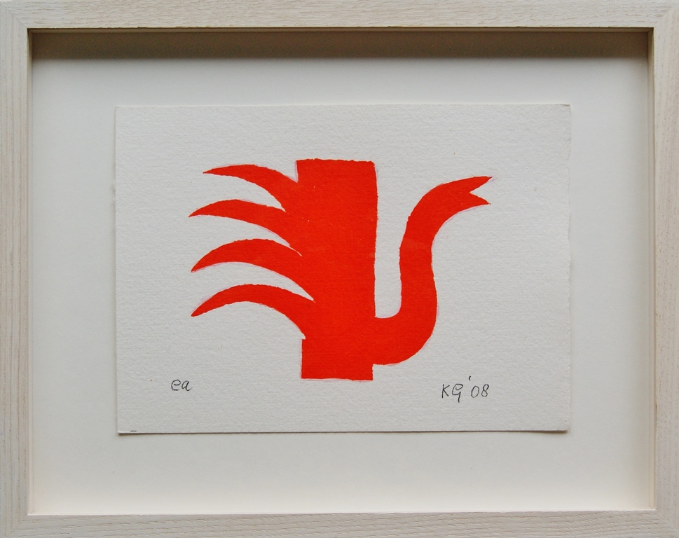 Klaas Gubbels sjabloondruk 'Zwanenkan' oranje - 2008. kopen? Bied vanaf 295!