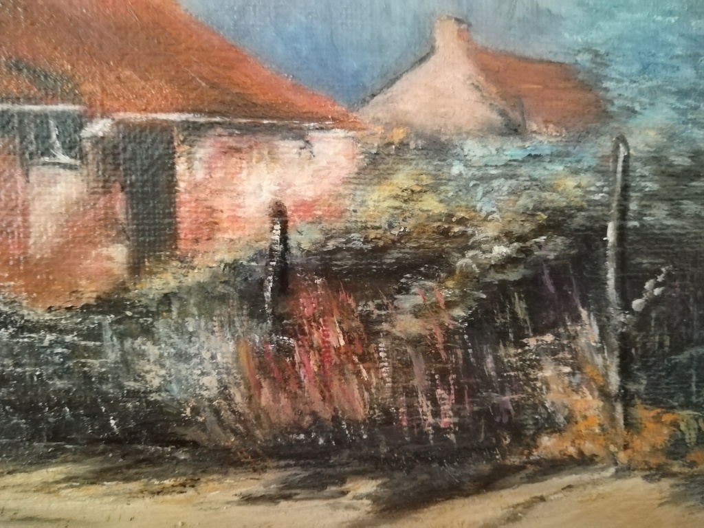 onbekend kunstenaar - olieverf op doek - landelijk hoeve zicht kopen? Bied vanaf 1!