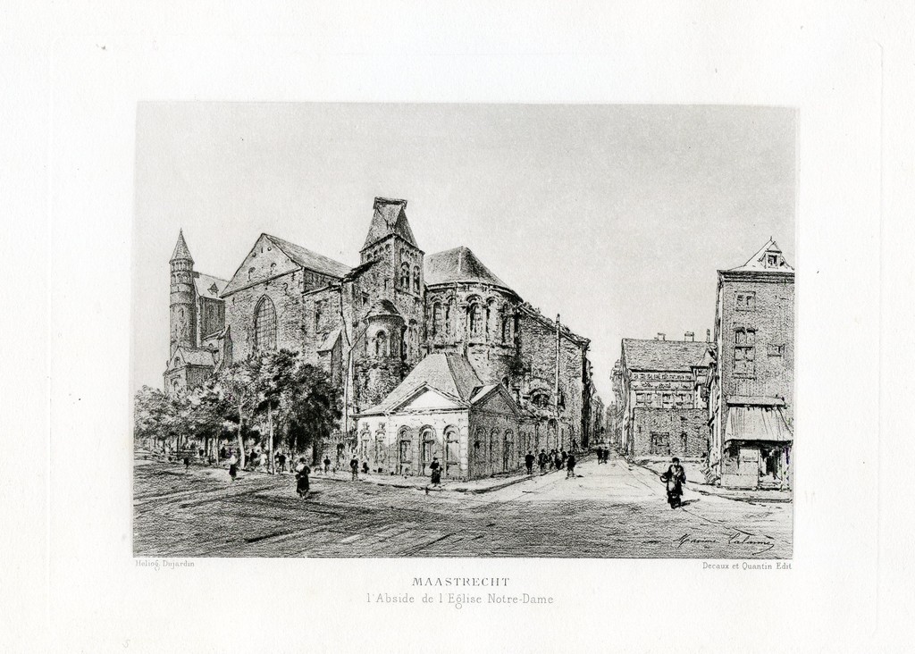 Maxime Lalanne 1881 "De Absis van de O.L.V. Kerk te Maastricht" - Gravure kopen? Bied vanaf 25!