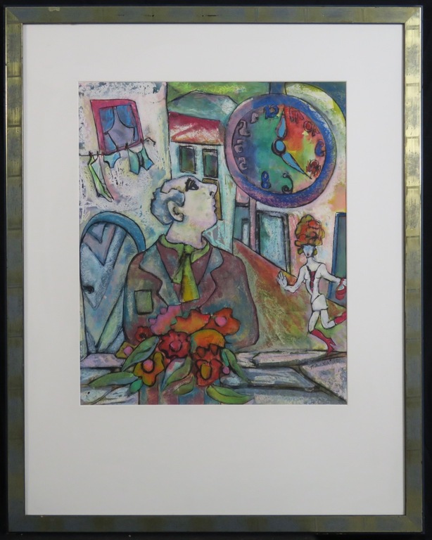 Franca Muller Jabusch: Gouache, Vina - Ingelijst verkocht voor € 50!