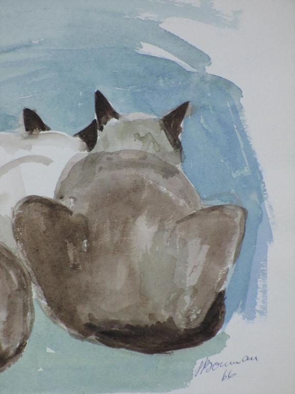 Hannie Bouman, Drie katten, Aquarel kopen? Bied vanaf 35!