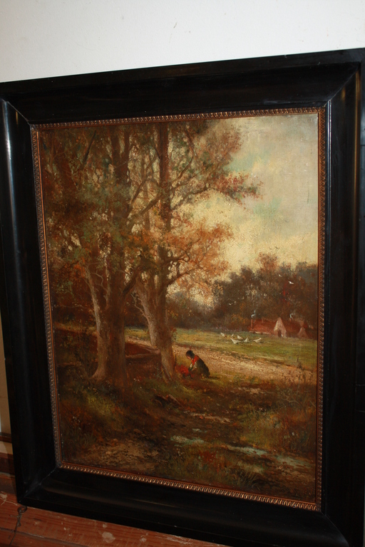 ABRAHAM HULK JR 1851 - 1922 - BOERIN IN BOS met KIPPEN kopen? Bied vanaf 275!