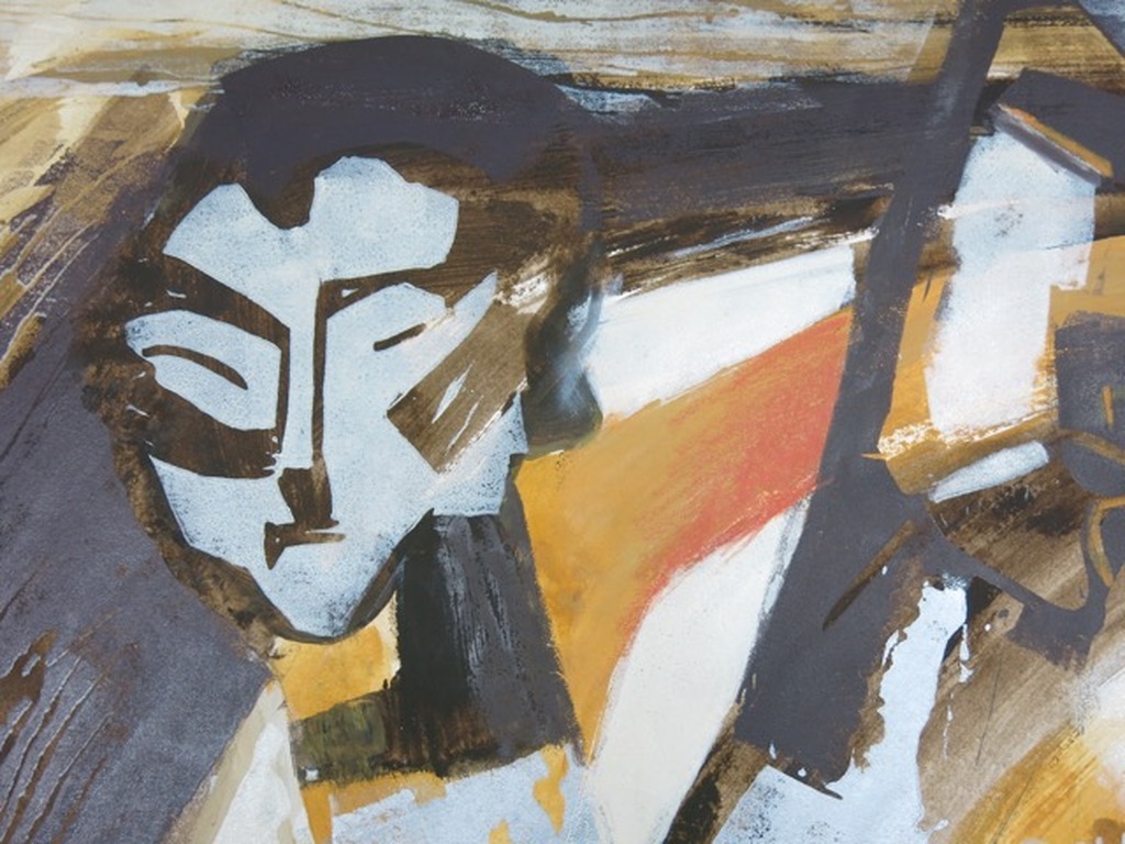 XANDRA DONDERS  Gemengde techniek op papier(100x70cm)HEMELS PAAR II kopen? Bied vanaf 55!