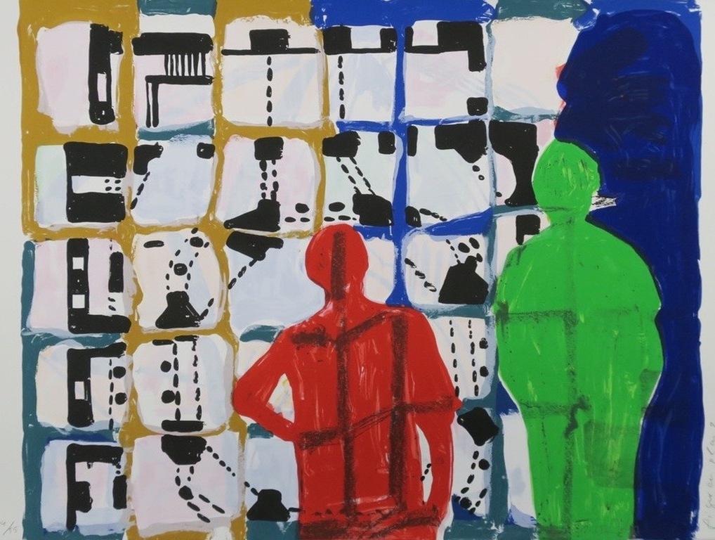 Cees Dolk: Zeefdruk, Figurenplan 2 - Ingelijst kopen? Bied vanaf 20!