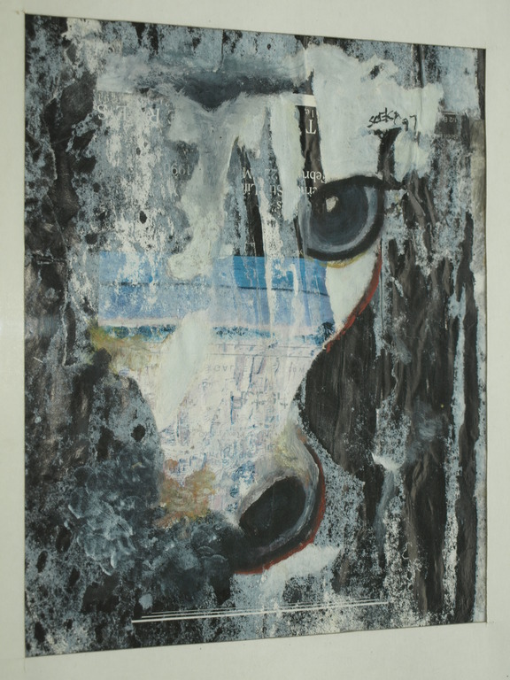 Onduidelijke signatuur: Collage – Paardenhoofd – Gesigneerd & ingelijst - 1997  kopen? Bied vanaf 1!