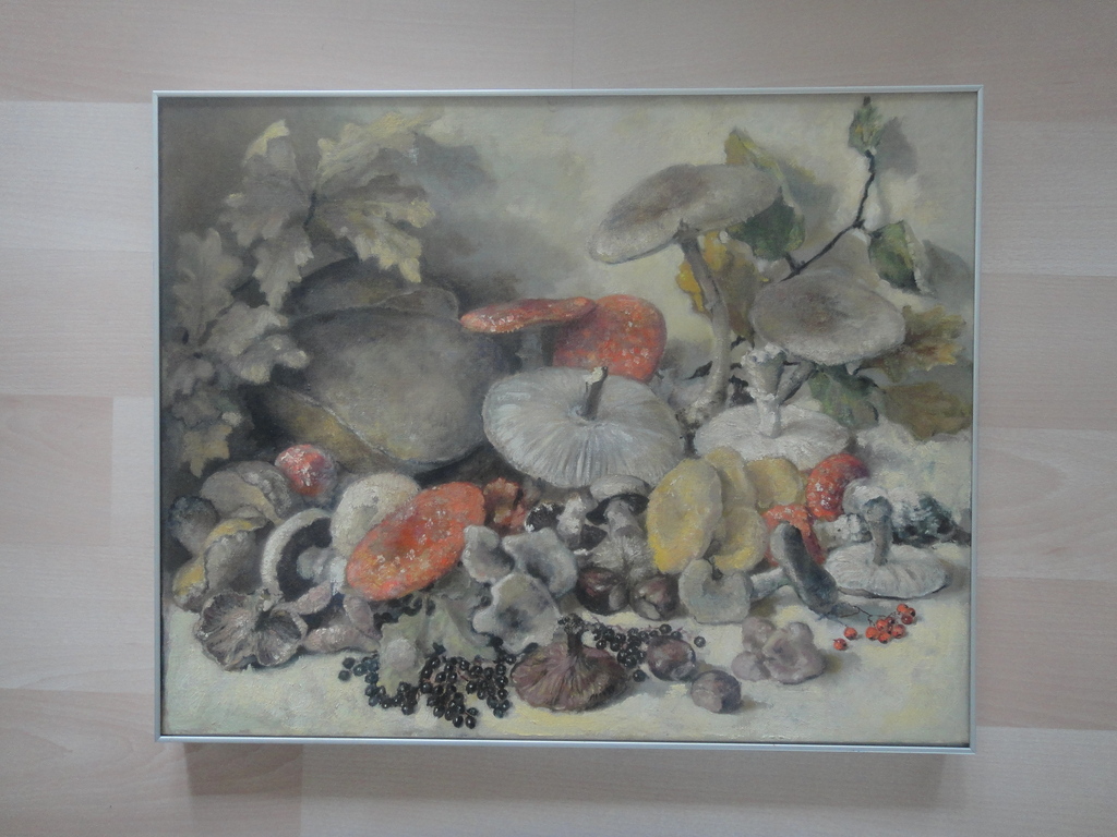 Jan Duyvetter, olieverf op board, compositie met paddestoelen kopen? Bied vanaf 125!
