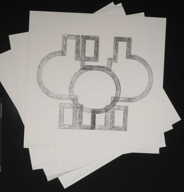 Lot met 4 Zeefdrukken van Carel Lanters: Cosmopolitisch I, II, III en V kopen? Bied vanaf 1!