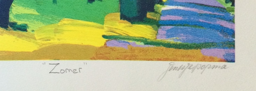 Jentsje Popma, zeefdruk op papier, Titel: Zomer kopen? Bied vanaf 50!