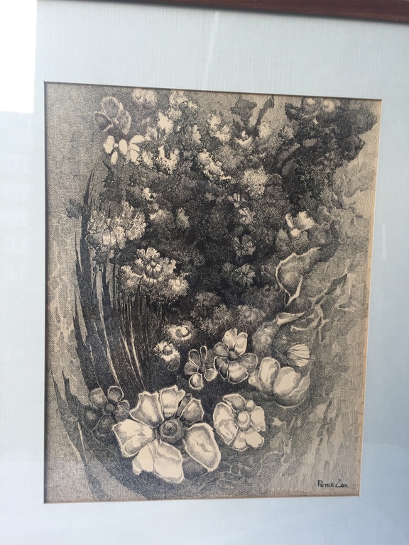 Peter Cox: inkttekening Bloemen kopen? Bied vanaf 1!