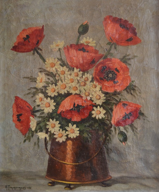 Antonius Johannes Timmermans - Olieverf op doek - Bloemstilleven kopen? Bied vanaf 1!