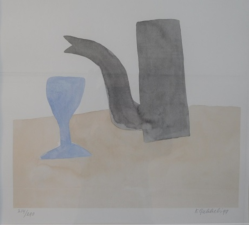 Klaas Gubbels, Litho, Koffiekan en glas, 1999, nr. 214/290 kopen? Bied vanaf 350!