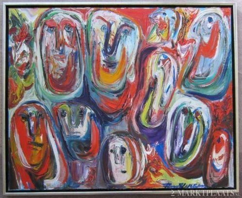 olieverf op doek == abstract werk van Finn Pedersen (geb 1944) kopen? Bied vanaf 1600!