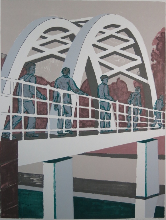 Hans Ebeling Koning: Zeefdruk, Brug rechts verkocht voor € 45!