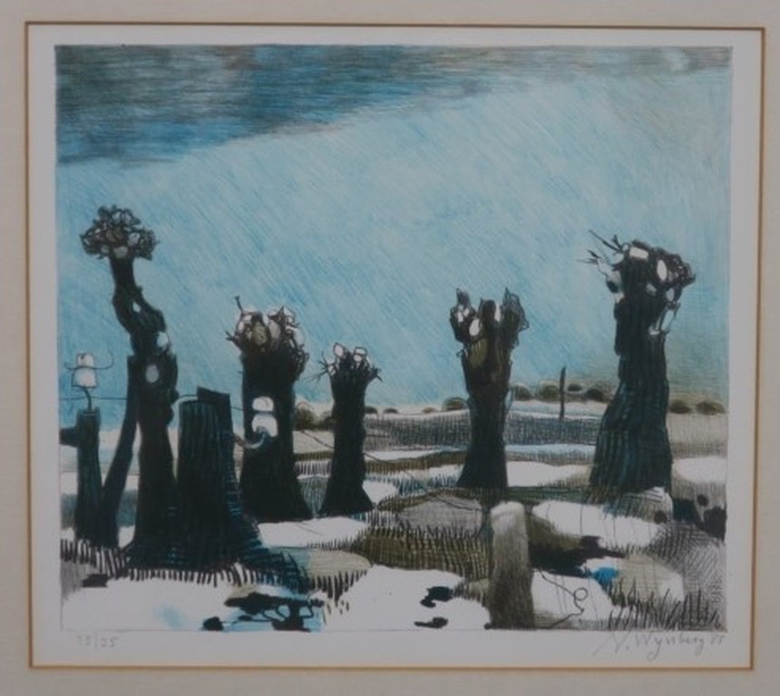 Nicolaas Wijnberg: Litho, Z.T. Knotwilgen - Ingelijst kopen? Bied vanaf 1!