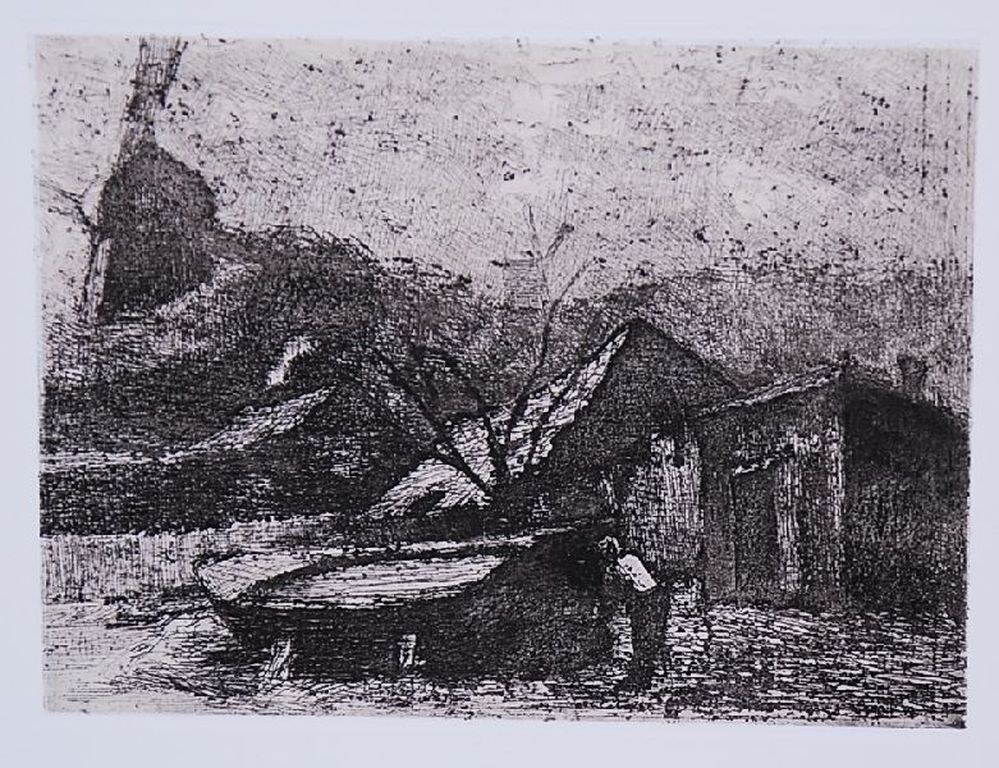 Eduard Karsen: Ets. Boot op het droge verkocht voor € 50!