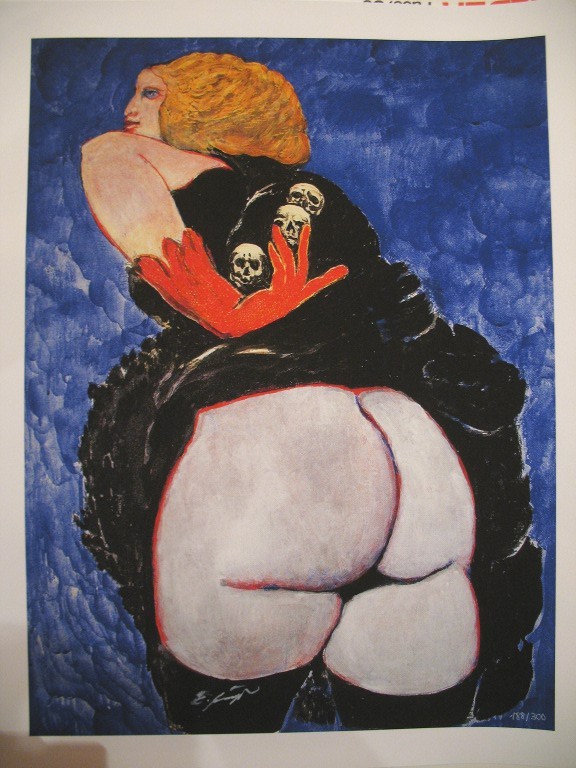 Ernst Fuchs, Giclée op canvas, Die Kopfsammlerin verkocht voor € 75!