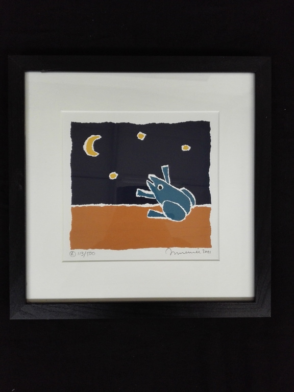 Hans Innemee, zeefdruk op papier in lijst, Titel; frog verkocht voor € 75!