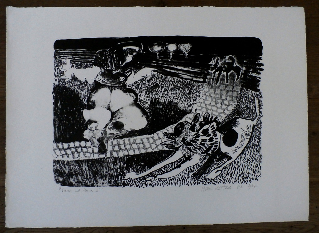 Henri de Haas - Litho: Vrouw met Hond II - 1967 kopen? Bied vanaf 40!