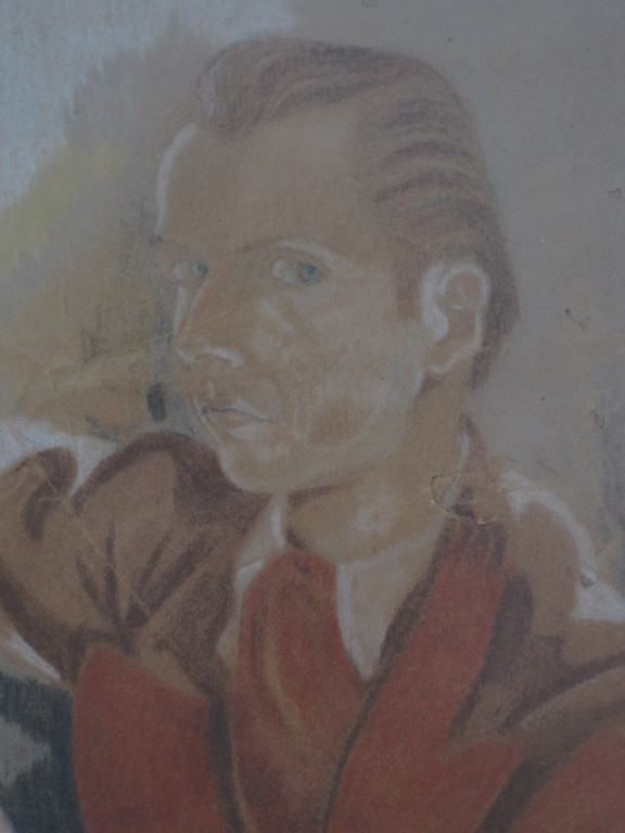 Zeldzaam ! TOON HERMANS 1916-2000 zelfportret 1944 pastel /papier gesigneerd  verkocht voor € 60!
