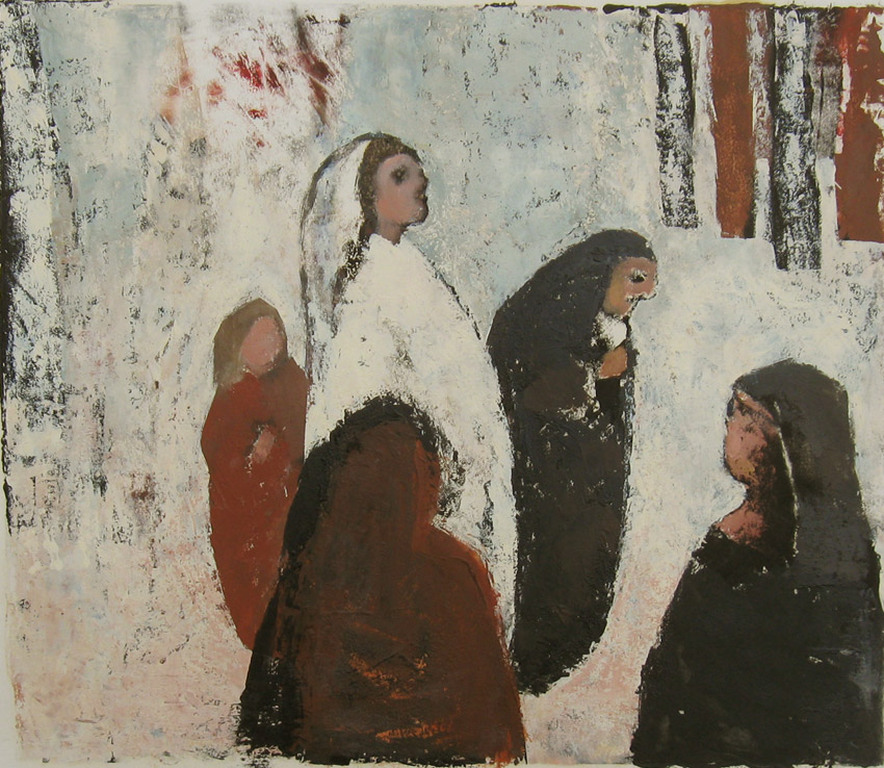 De Vijf Vrouwen - olieverf op papier - Irene Joffroy verkocht voor € 95!