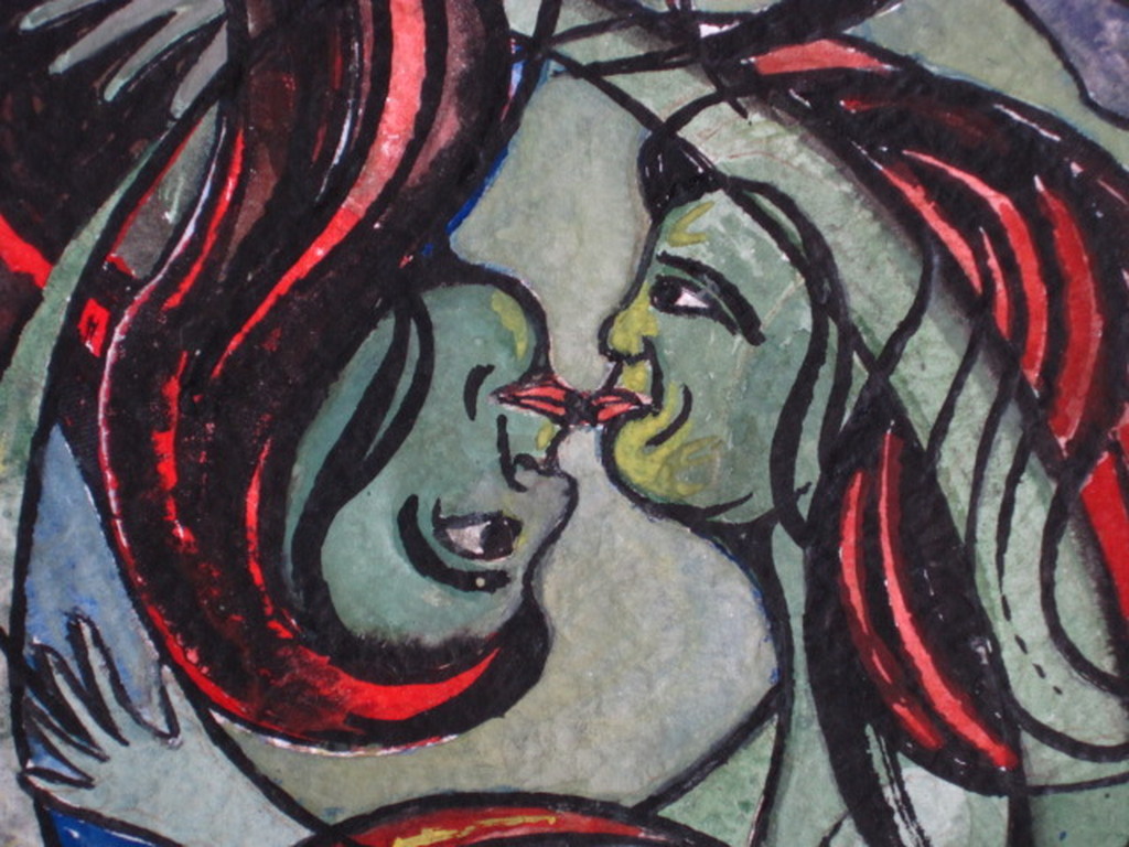 Kornelis Lodder 1892-1987 expressionistisch aquarel " Kain en Naama " gesigneerd kopen? Bied vanaf 1!