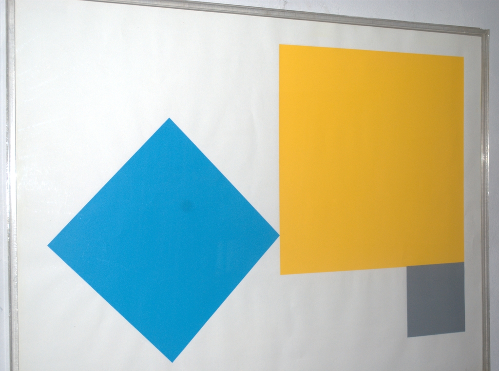 GROOT GESCHILDERD ABSTRACT WERK IN PERSPEX LIJST DOOR FRANS VAN BOMMEL  kopen? Bied vanaf 75!