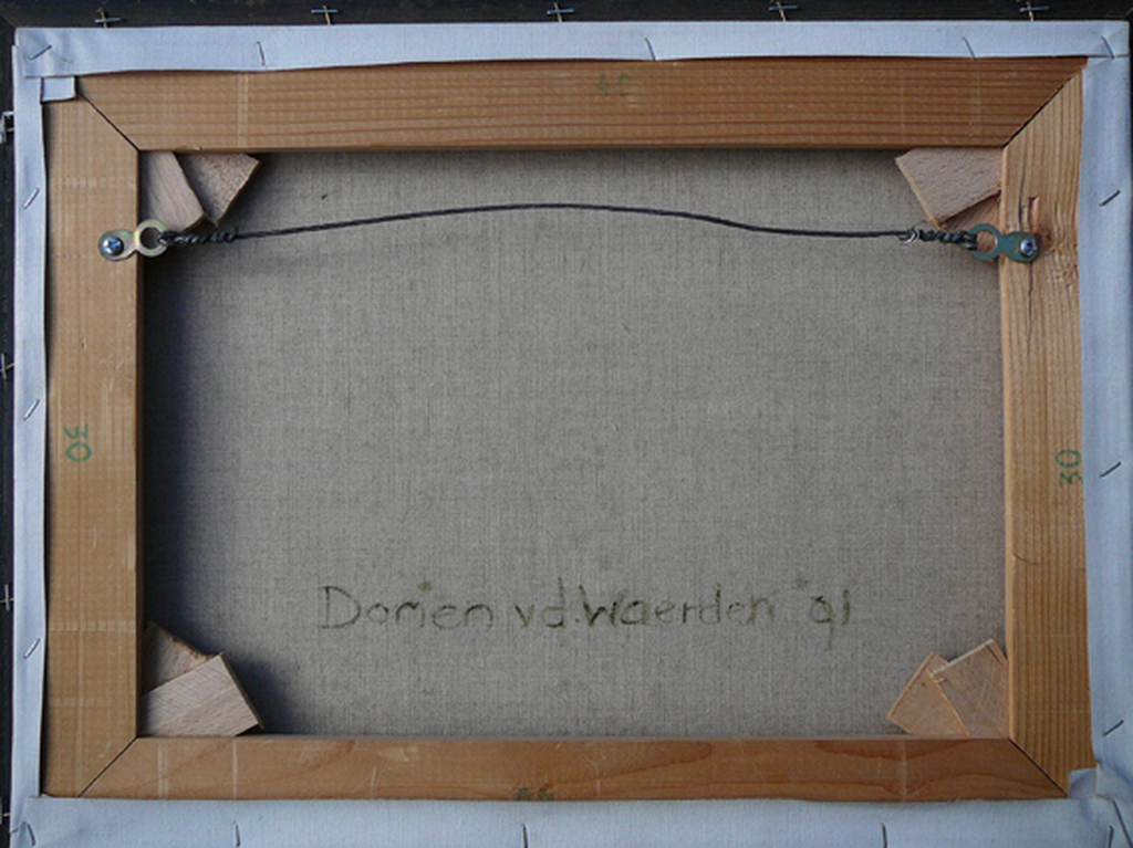Dorien van der Waerden: 'Droomhuis' -olieverf op linnen, 1991-  kopen? Bied vanaf 29!