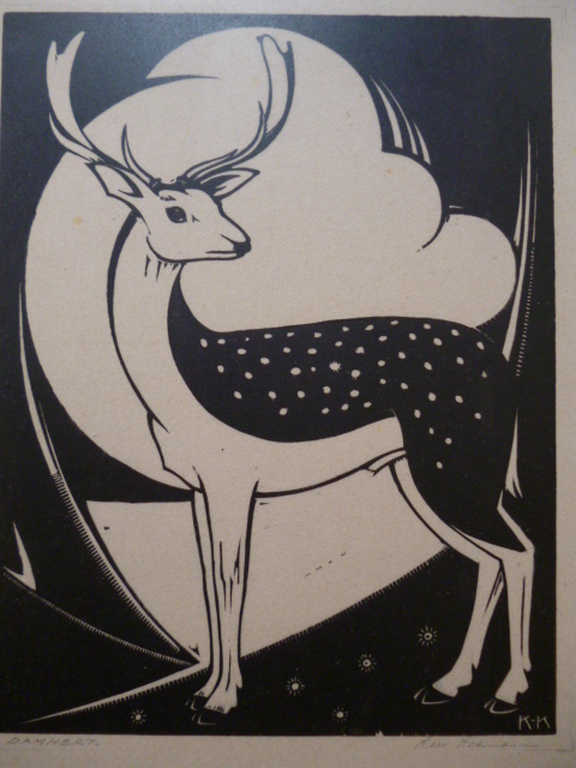 Kees Koeman - houtsnede - Damhert kopen? Bied vanaf 45!