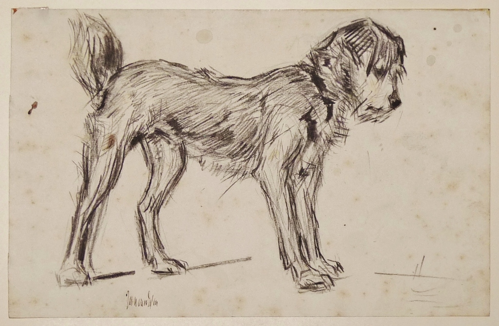 Jan van Essen: Gesigneerde tekening en atelierstempel, Hond kopen? Bied vanaf 30!