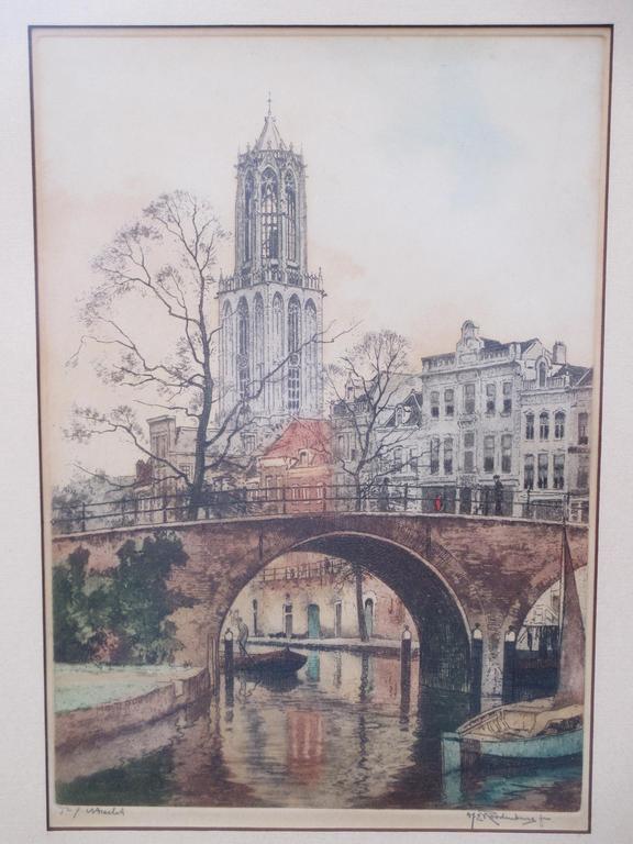 Hendrik Roodenburg, Bakkersbrug Utrecht, Kleurets 1932 kopen? Bied vanaf 65!