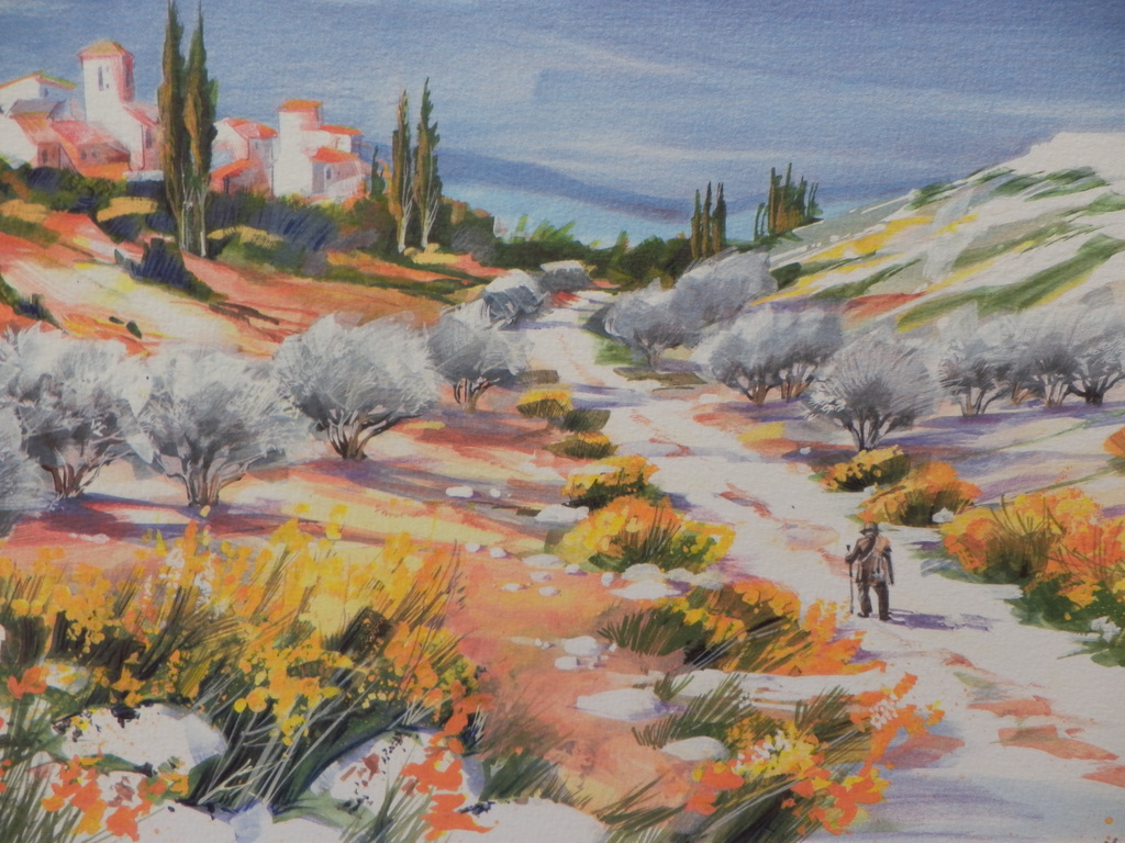 ELLA FORT Lot van twee Kleurenlitho,s  PROVENCE en TOSCAANS DORP kopen? Bied vanaf 1!