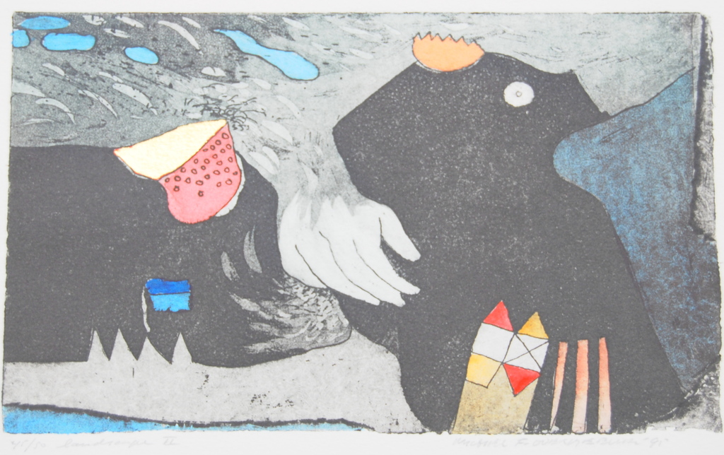 Michel van Overbeeke landscape II ets 45/50 met goudblad ingelegd kopen? Bied vanaf 65!