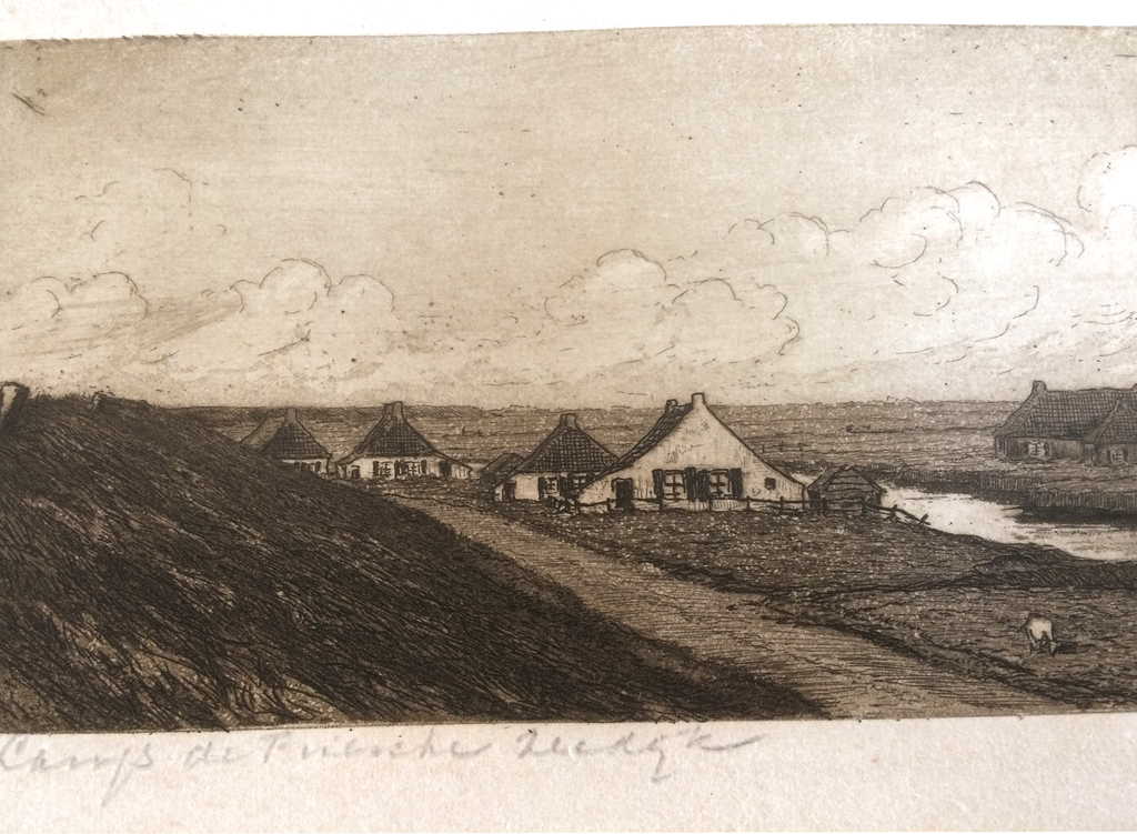 Johan Hemkes, ets, Langs de Friesche zeedijk kopen? Bied vanaf 40!