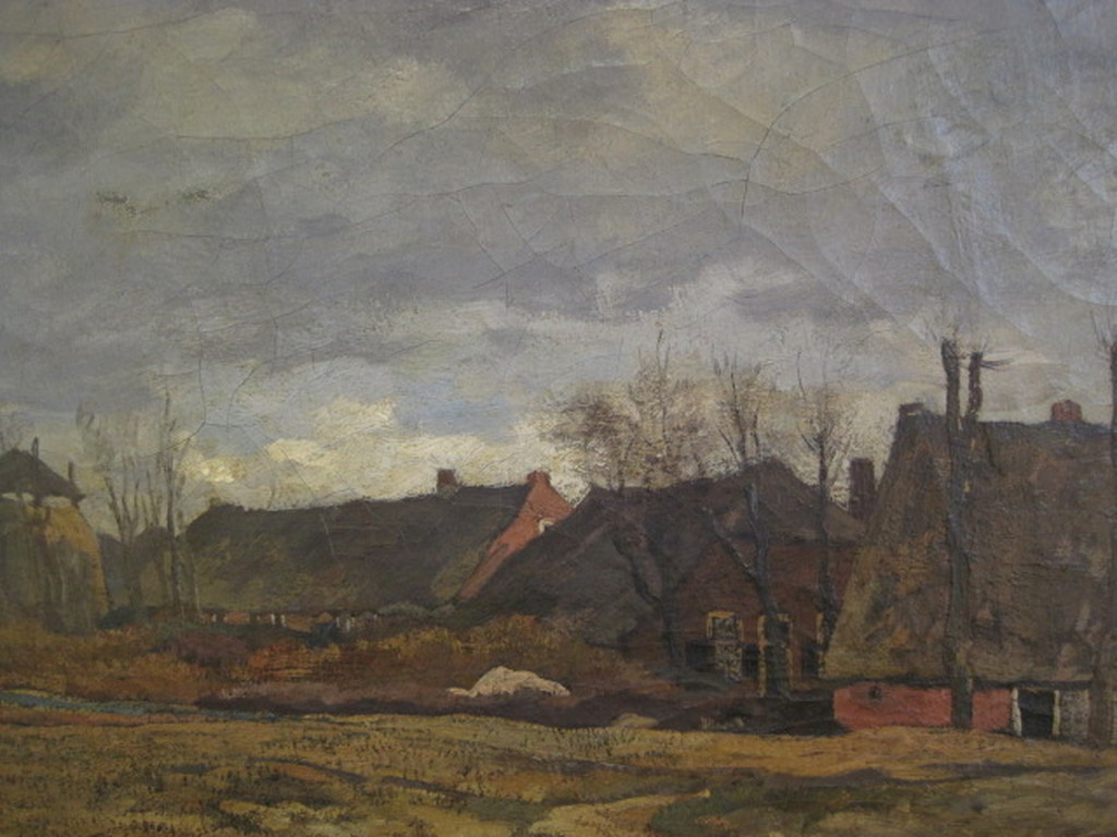 H. Weegewijs 1875-1964 "boerderijen bij vroege avond" olieverf 1920 verkocht voor € 150!
