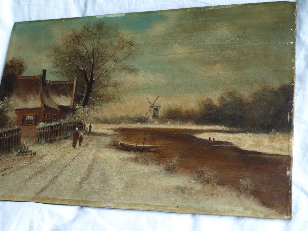 Onbekend : Olieverf op paneel – Winterlandschap – gesigneerd - 1841 kopen? Bied vanaf 1!