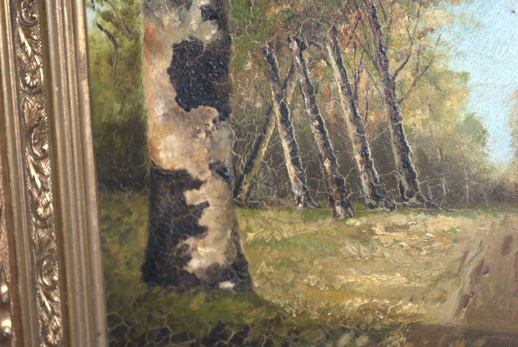HAAGSE BOS 1909 -- OLIEVERF, BESCHREVEN ACHTERZIJDE -- FRAAI INGELIJST kopen? Bied vanaf 40!