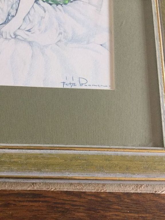  Mietje Boonen : 2 vrouwen - erotische Tekening - ingekaderd - gesigneerd kopen? Bied vanaf 55!