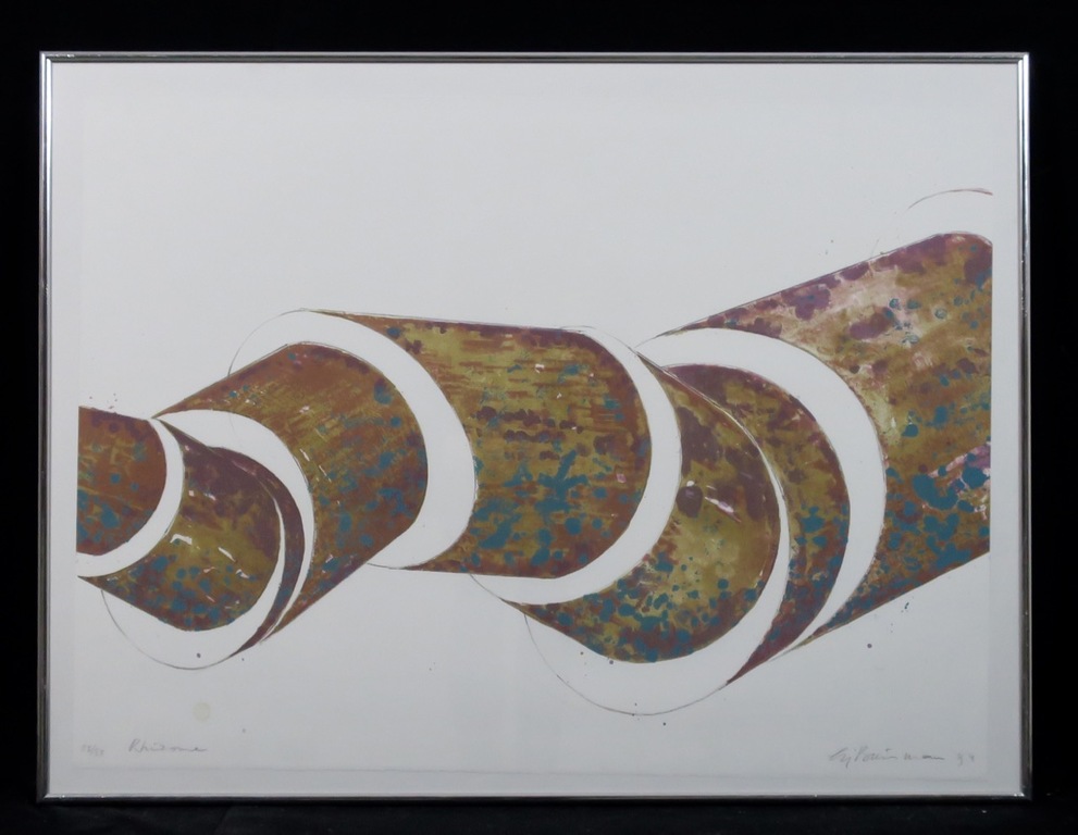Sjoerd Buisman: Litho, Rhizome (bruin) - Ingelijst verkocht voor € 70!
