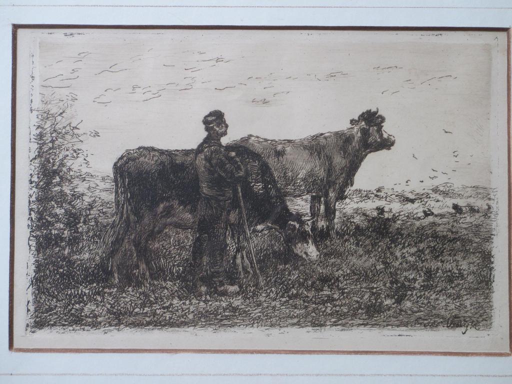 Jan Vrolijk, Boer met koeien in de wei, Ets kopen? Bied vanaf 25!