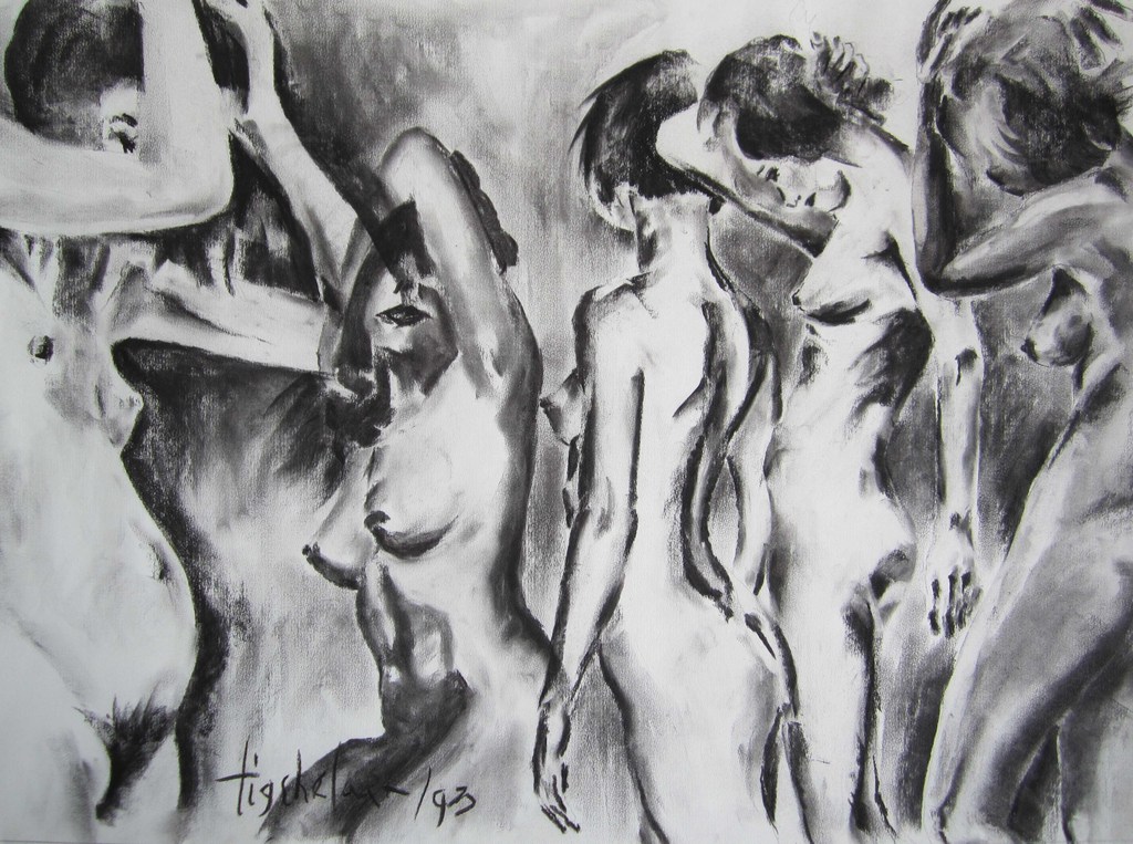 André Tigchelaar: hoputskool tekening, modelstudie (2) kopen? Bied vanaf 1!