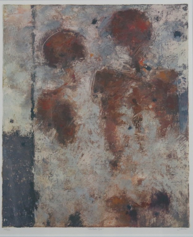 Jan Vosters: Zeefdruk, Verleden Tijd (bruin) - ingelijst verkocht voor € 50!