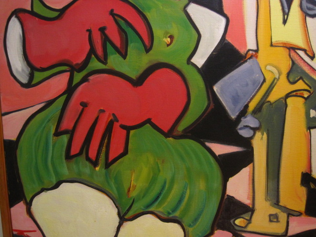 Zeldzaam Quintus Jan Telting schilderij "Zingend Model" 1987 Suriname gesigneerd kopen? Bied vanaf 1!