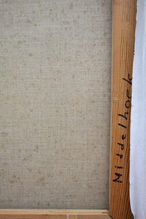 Piet MIDDELHOEK (Brielle 1930 - 2004) - olieverf op doek - abstractie compositie kopen? Bied vanaf 170!