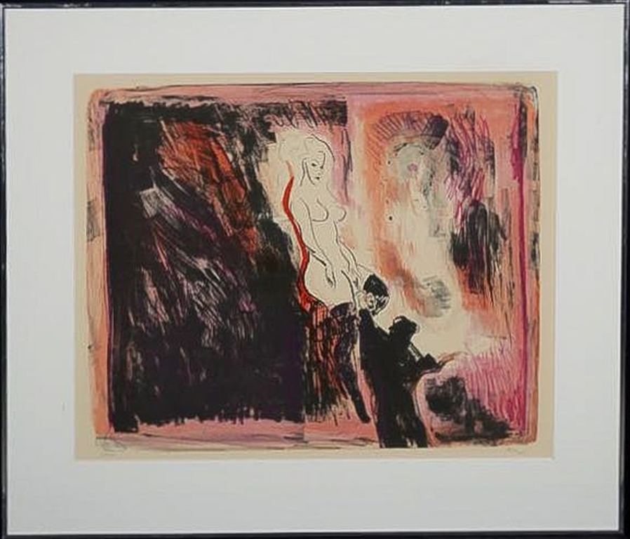 Luis Filcer: Litho, Schilder en zijn model I - Ingelijst verkocht voor € 80!