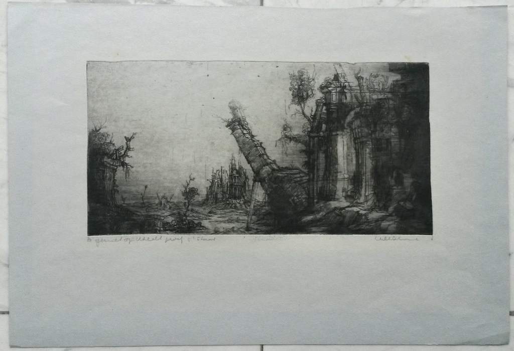 Dirkje Kuik - ets - Gezicht op Utrecht  kopen? Bied vanaf 60!