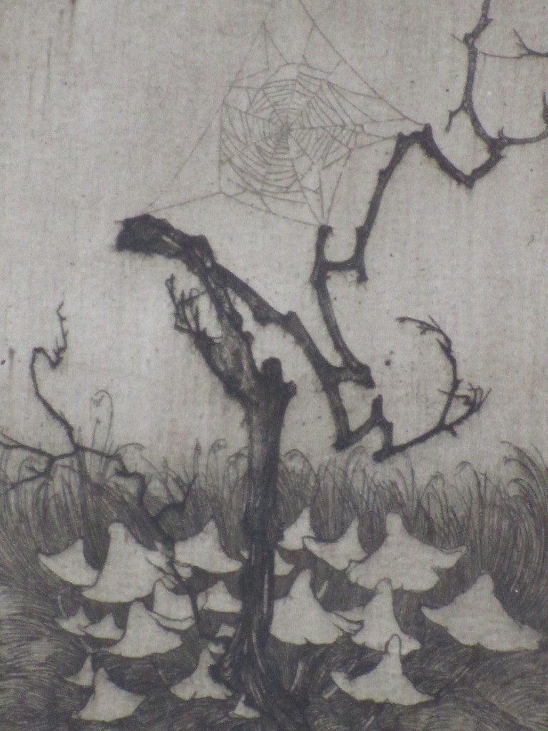 Arend Hendriks, Spinneweb in de morgendauw, Ets 1925 verkocht voor € 50!