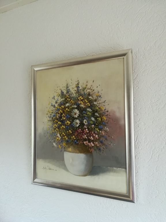 B.H. Slotman: olieverf op linnen: Stilleven van een vaas bloemen kopen? Bied vanaf 100!