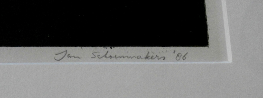 Jan Schoenmakers - grote ingelijste ets - 1986 kopen? Bied vanaf 49!
