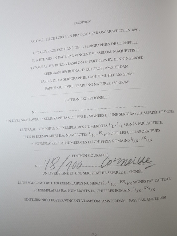 Corneille - Oscar Wilde - Gesigneerd compleet boek - 13 zeefdrukken - 2 gesign. kopen? Bied vanaf 700!