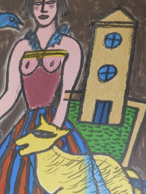 Guillaume Corneille - kleurenlitho - La Reine du Monde: L'oiseau bleu kopen? Bied vanaf 165!